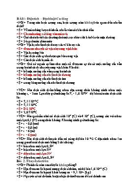 Câu hỏi trắc nghiệm môn Vật lí lớp 11 (Kèm đáp án)